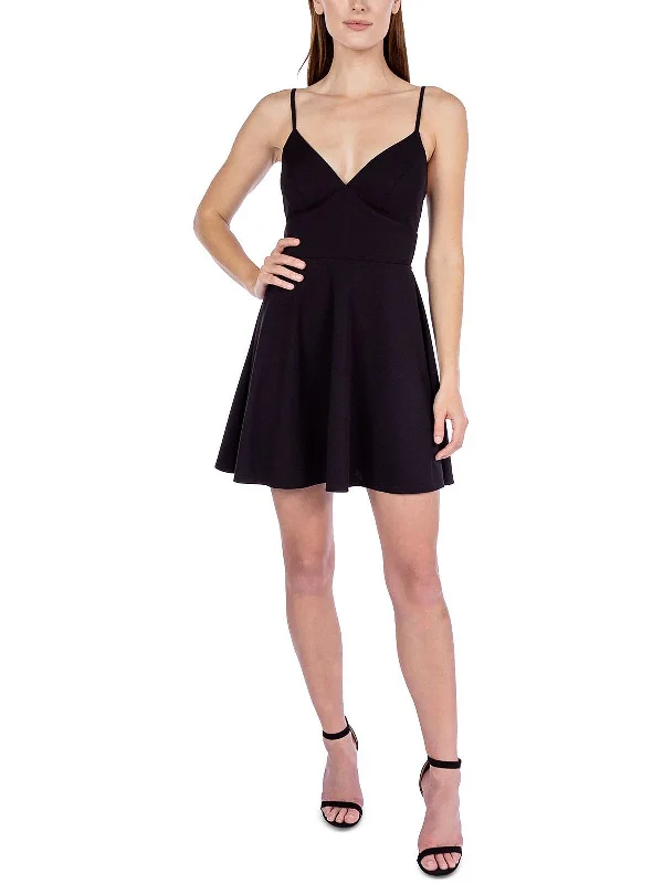 Women's Everyday Attire Juniors Womens Open Back Mini Fit & Flare Dress