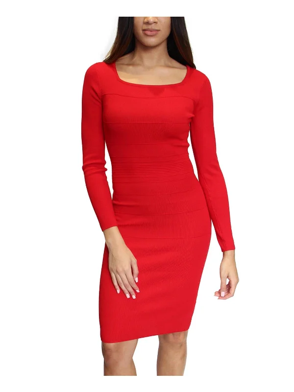 Women's Date Night Outfit Juniors Womens Square Neck Ribbed Sweaterdress