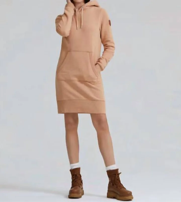 Modern Women's Apparel Hoodie Dress In Tan