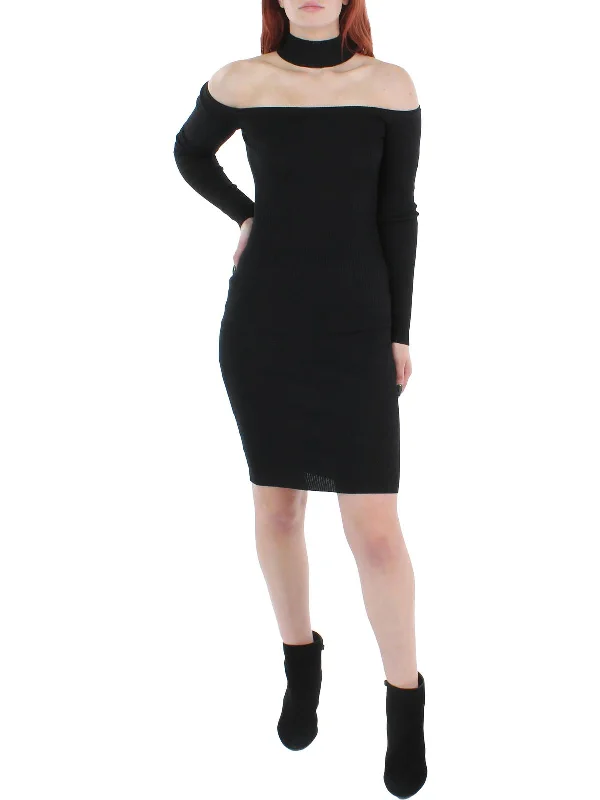 Women's Everyday Garments Juniors Womens Mockneck Knee-Length Sweaterdress