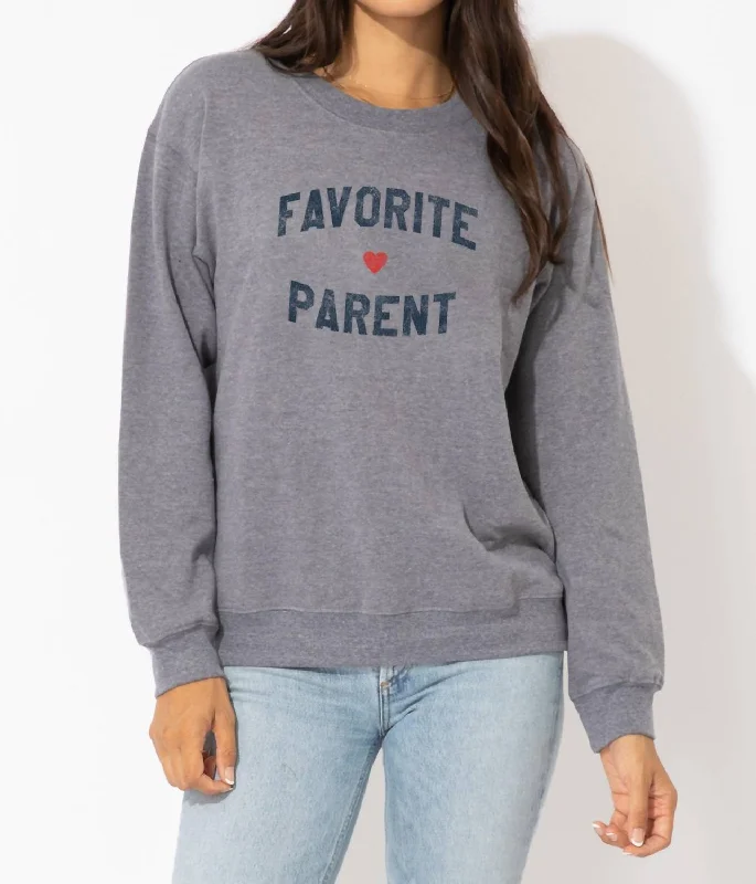 Women's Vacation Outfit Favorite Parent Sweatshirt In Heather Grey