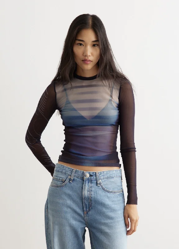 Women's Clothing Stores Mesh Crew Neck Top