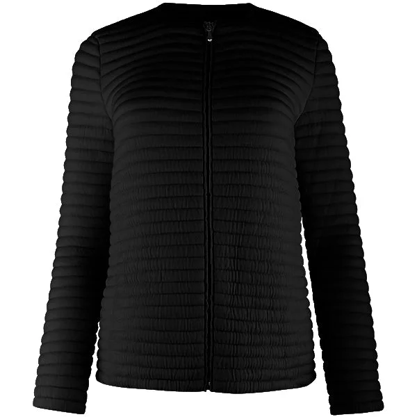 Women Fashion Knitted Zip Bomber Jacket in Black