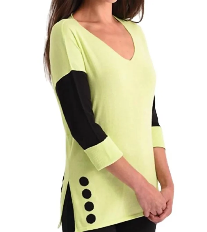 Women's Weekend Outfit Two-Tone Polkadot Tunic In Lime