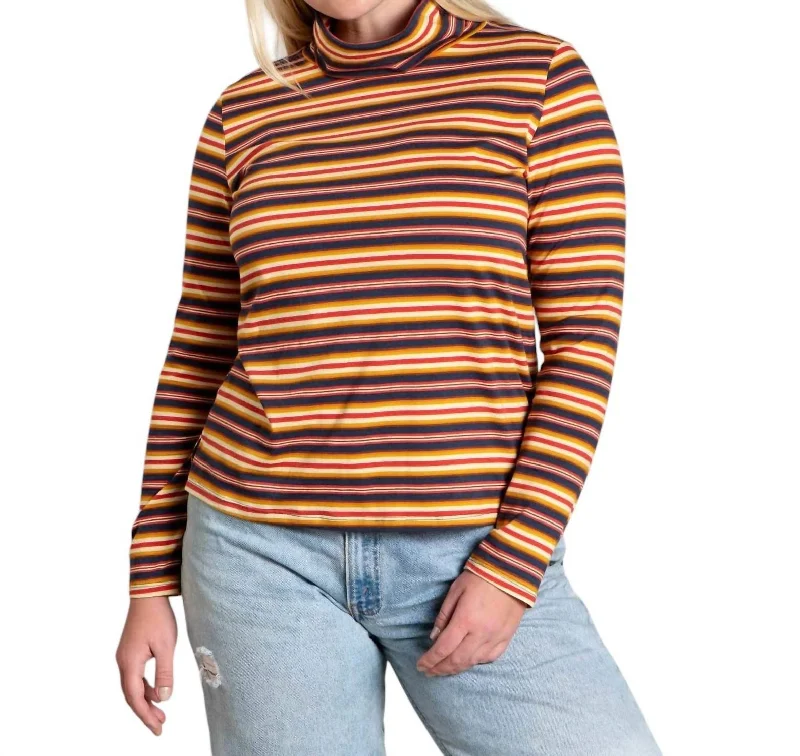 Affordable Online Boutiques Maisey Long Sleeve Turtleneck Top In Ruska Multi Stripe