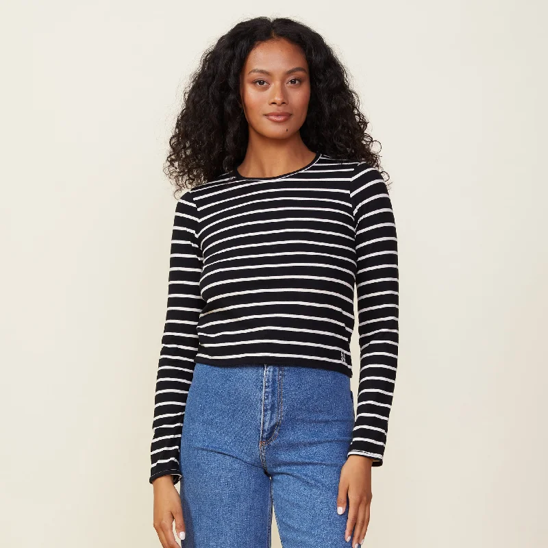 Women's Online Boutique Stripe Long Sleeve Crew