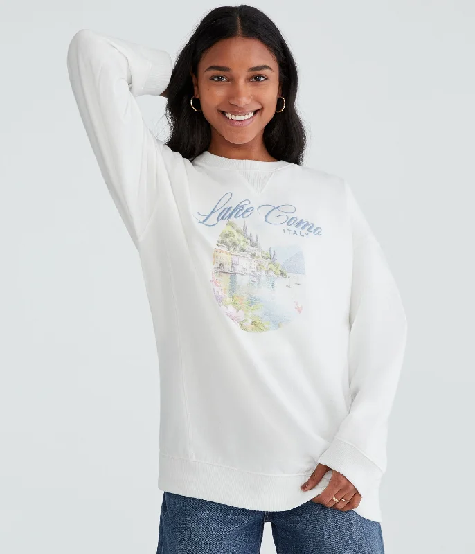 Stylish Women's Garments Aeropostale Lake Como Oversized Crew Sweatshirt