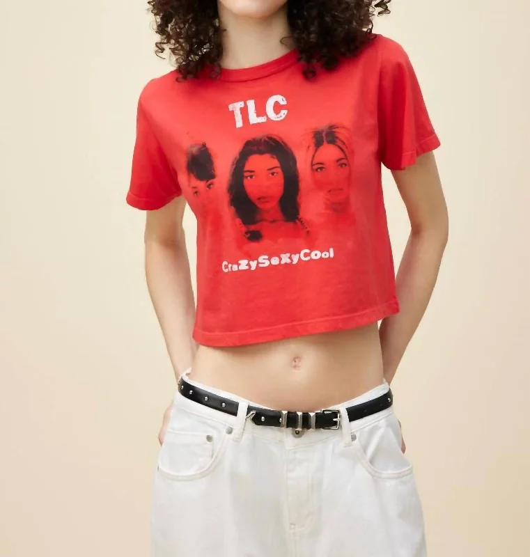 Clothing Sales Tlc Crazy Sexy Cool Boxy Crop Tee Top In Vintage Red