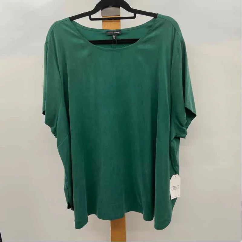 Plus-Size Women's Garments Universal standard Women's Size XL Emerald Solid Short Sleeve Shirt