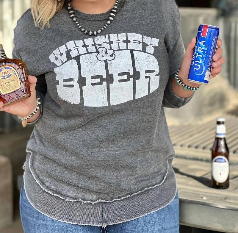 Women's Casual Attire Beer & Whiskey Sweatshirt In Grey