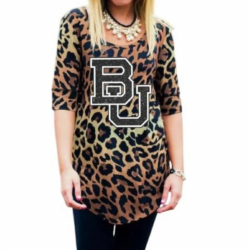 Women's Elegant Garments Baylor University Logo Tunic In Leopard