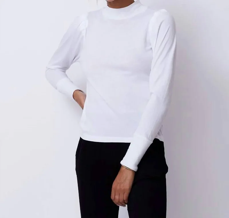 Timeless Women's Outfit Mock Neck Shirred Sweatshirt In White