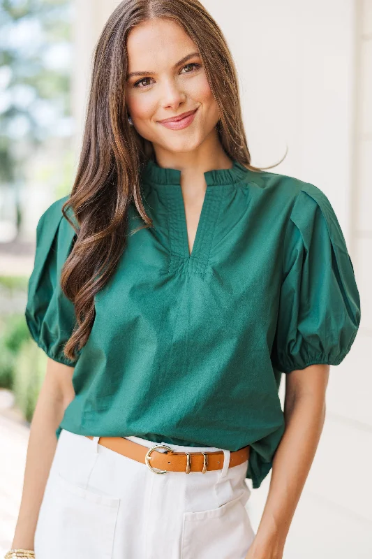 Women's Comfortable Lounge Outfit Pinch: All On Me Emerald Green Blouse