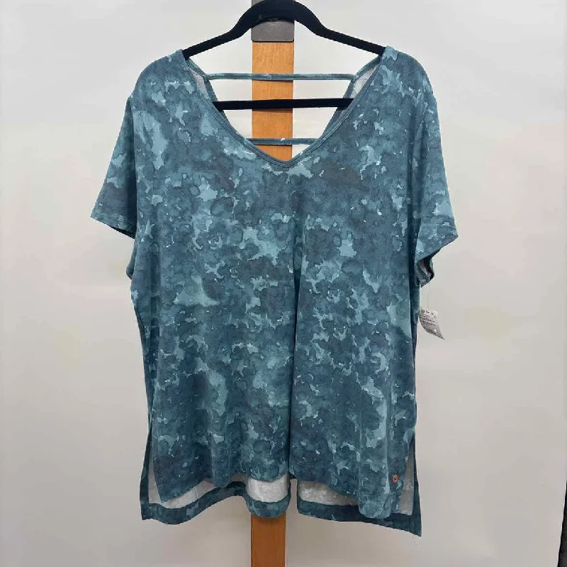 Women's Classic Attire LIVI active Women's Size 18/20 Teal Tie Dye Short Sleeve Shirt