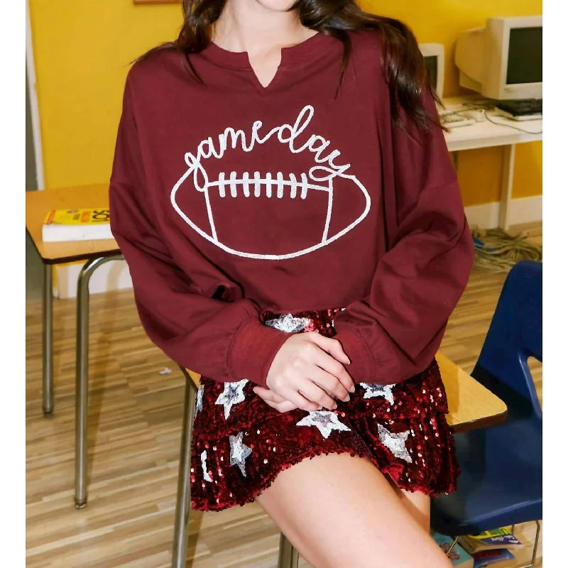 Fashionable Women's Outfit Game Day Sweatshirt In Maroon