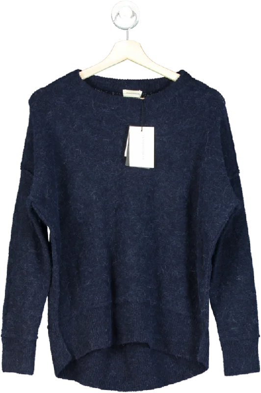 Outfits For Girls By Malene Birger Navy Soft Mohair Navy Dip Back Pullover UK XXS