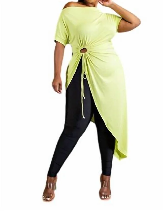 Women's Travel Attire To The Point Tunic Top - Plus In Neon Yellow