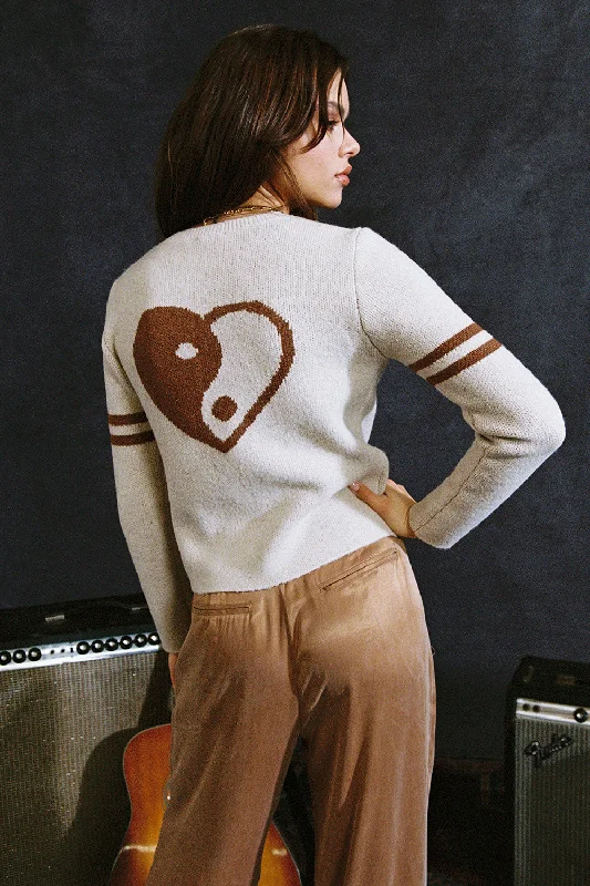 Chic Women's Clothing for Date Nights Yin Yang Heart Cardigan