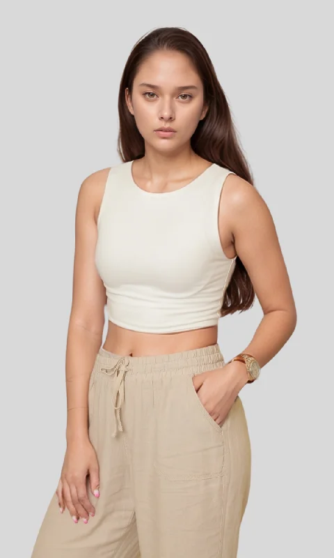 Women's Chic Outerwear Garments Women Crop Tank Top (White)