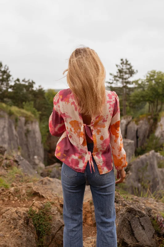 Women's Night-Out Outfit Orange Patterned Eglantine Blouse