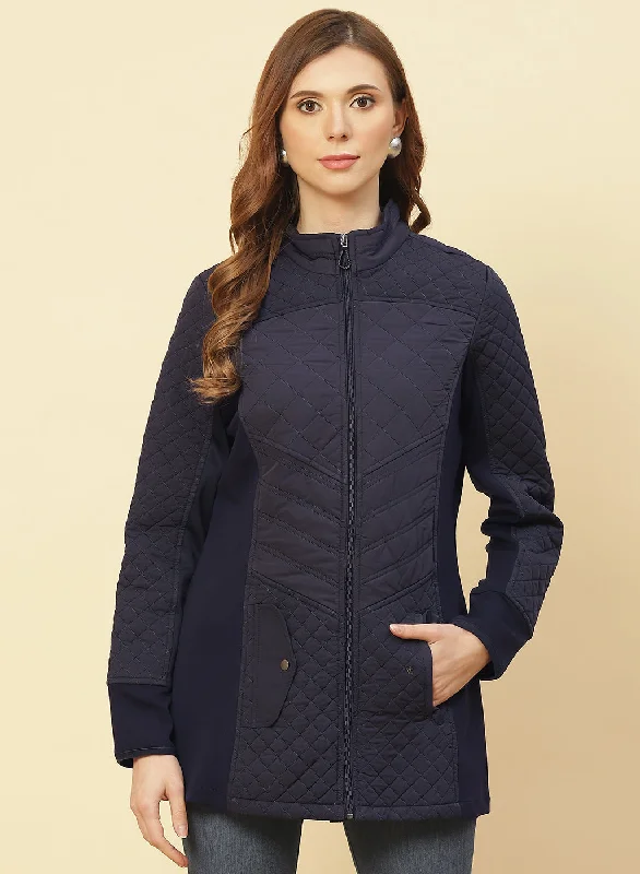 Stylish Women's Apparel Midnight blue quilted Jacket