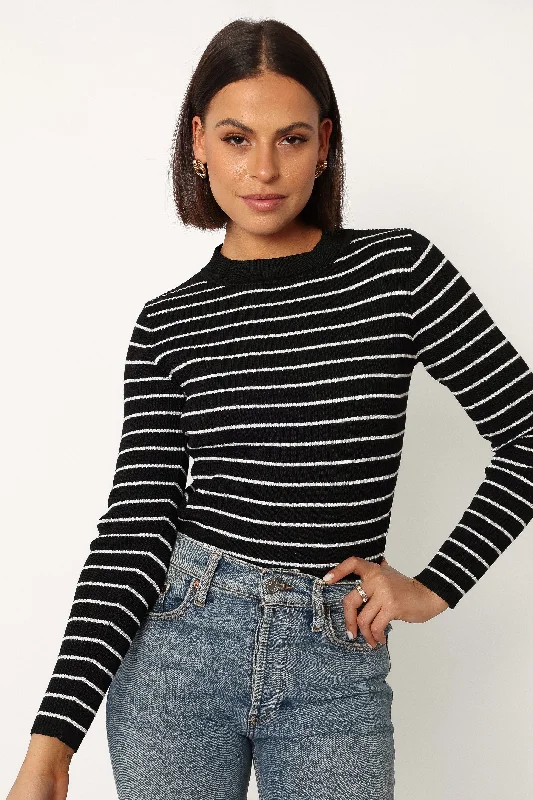 Affordable Women's Garments Stacie Ribbed Knit Top - Black Stripe