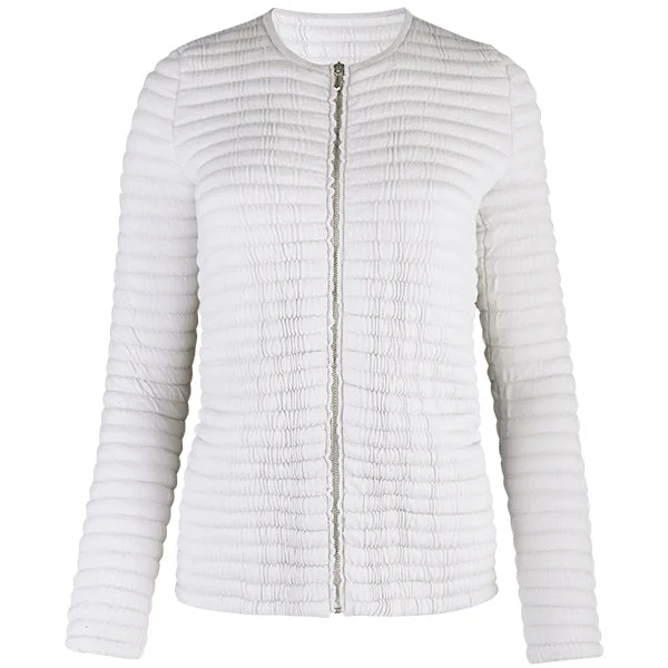 Top 10 Women's Online Clothing Stores Knitted Zip Bomber Jacket in Alabaster