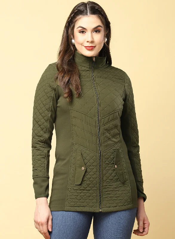 Casual Fashion Martini Olive quilted Jacket