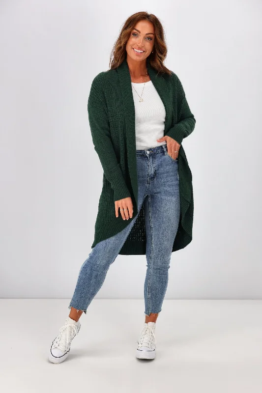 Trendy Outfits For Ladies Alpine By Shine On Piccolo Merino Longline Scooped Hem Cardigan Olive