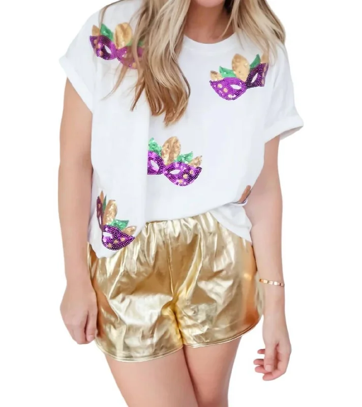 Flash Discount Megan High Waisted Metallic Shorts In Gold