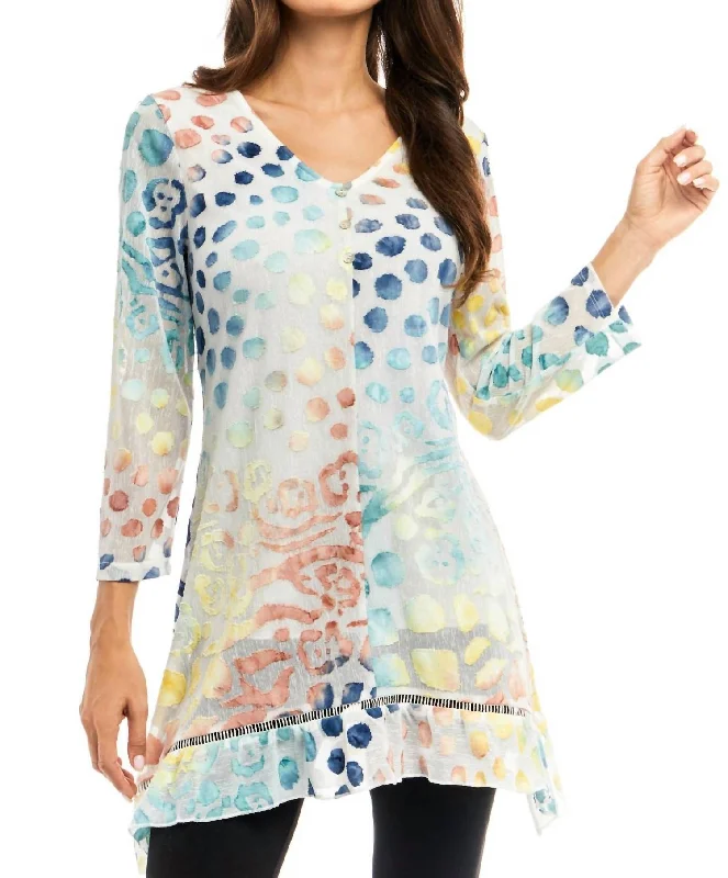 Fashionable Women's Outfit Animal Print Burnout Tunic In Multi Colored