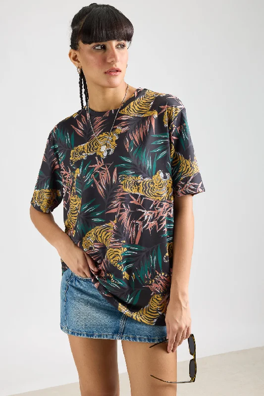 Relaxed Style Printed Women's T-Shirt - Urban Jungle