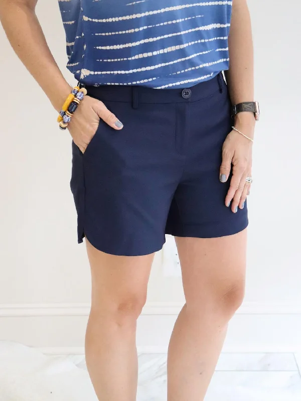 Earthy Tones Side-Round Shorts In Navy