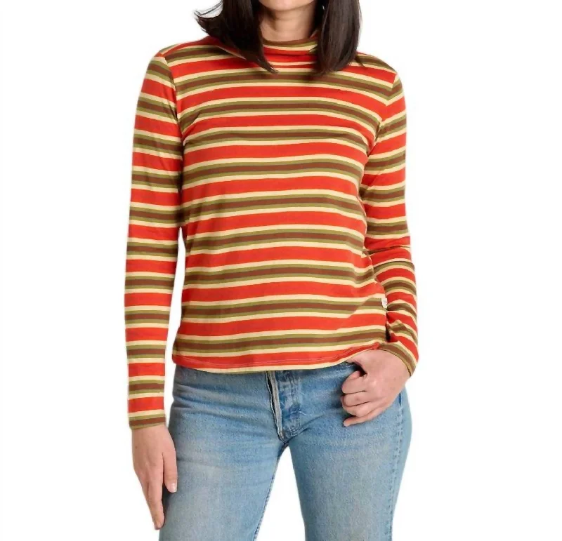 Boutique Dress Online Maisey Long Sleeve Turtleneck Top In Grenadine Stripe