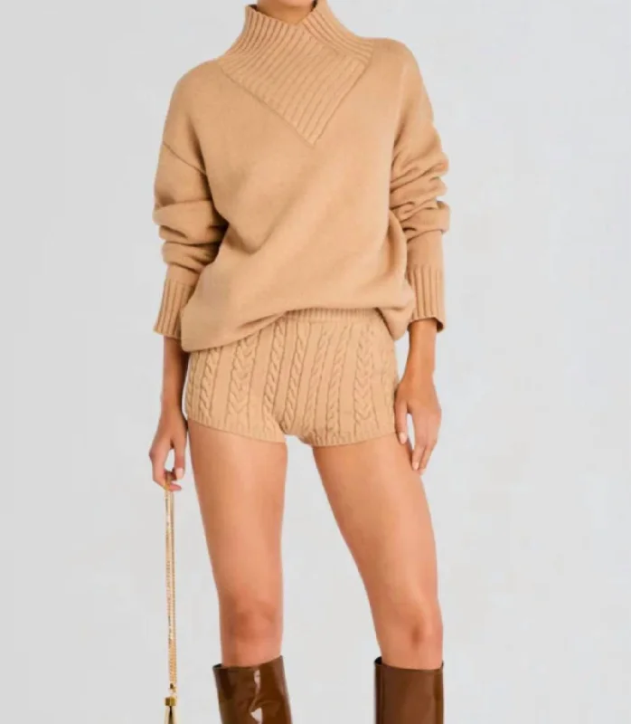 Trendy Outfits For Ladies Molly Cable Knit Hot Short In Tan