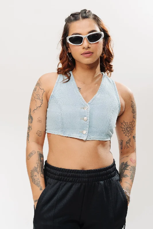 Women's Clothing Online Ocean Denim Crop Top