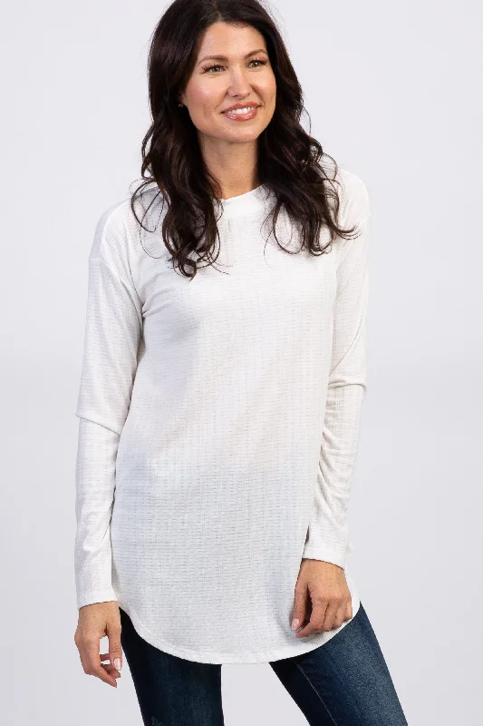 Timeless Classics Ivory Long Sleeve Ribbed Top