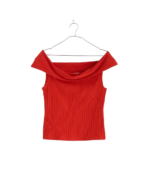 Clothes For Woman Women’S Ribbed Off-The-Shoulder Crop Top In Red