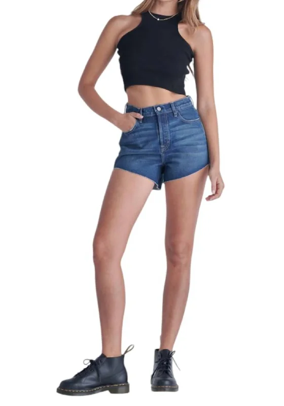 Women's Clothing Stores Mom Slanted Hem Short In Dark