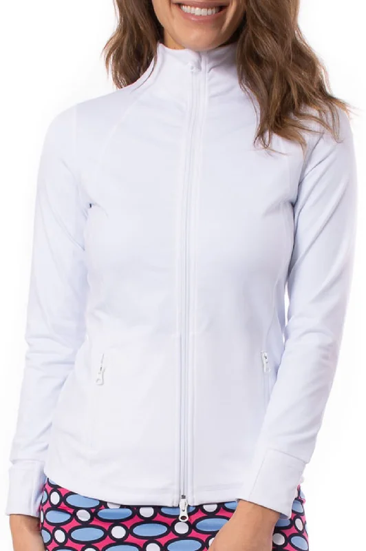 Women's Online Boutique White Double-Zip Sport Jacket