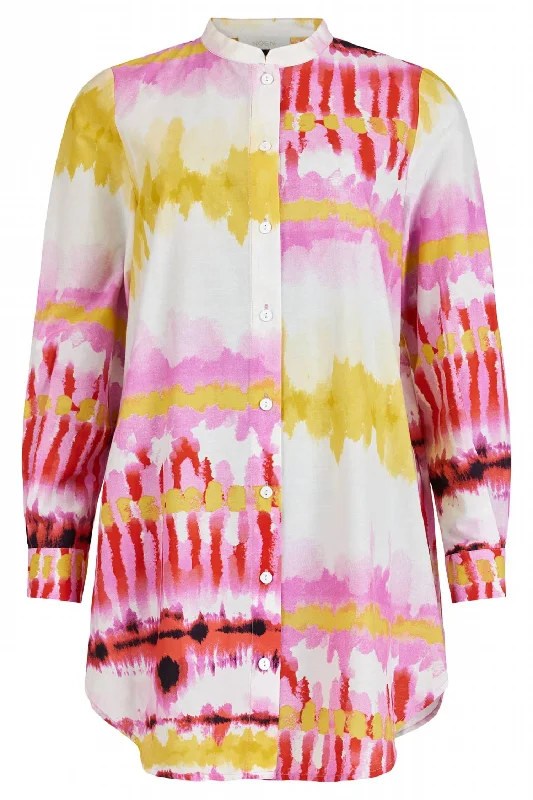 Women's Comfortable Lounge Attire Women's Tie Dye Tunic In Pink/ Yellow