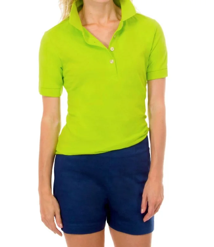 Fashionable Women's Outfit Gripe Less Short Sleeve Polo Shirt In Lime Green