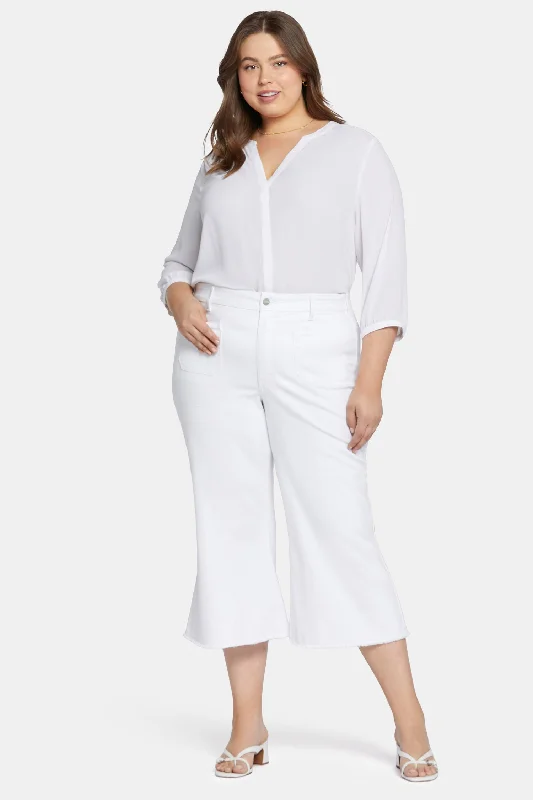 Sale Clothes Online Patchie Wide Leg Capri Jeans In Plus Size - Optic White