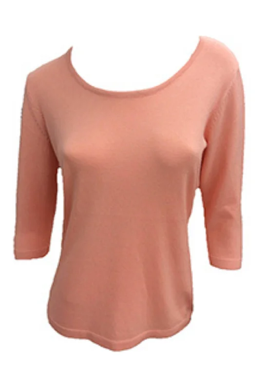 Chic Outfits 3/4 Scoop Neck Top In Peach