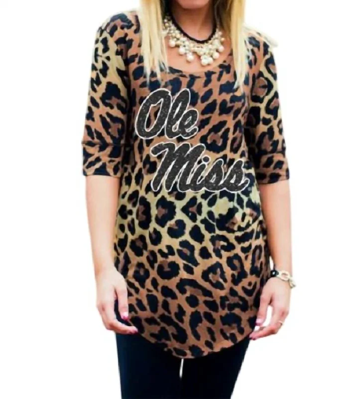 Women's Vintage Garments Ole Miss Logo Tunic In Leopard