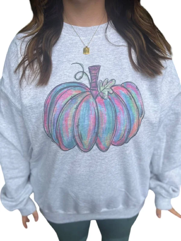 Women's Trendy Garments Watercolor Pumpkin Sweatshirt In Grey