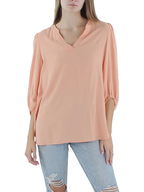 Women's Evening Wear Womens V Neck Gathered Sleeves Pullover Top