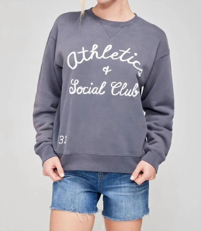 Women's Travel Outfit Set Athletics And Social Club Cody Sweatshirt In Faded Indigo