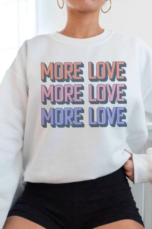 Women's Work Outfit For The Office More Love Crew Neck Sweatshirt In White, Pink, Purple, Blue