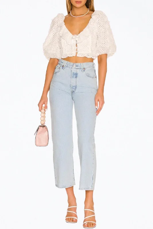 Sales For Clothes Cassie Eyelet Crop Top In White